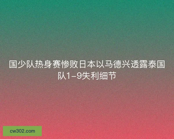 国少队热身赛惨败日本以马德兴透露泰国队1-9失利细节